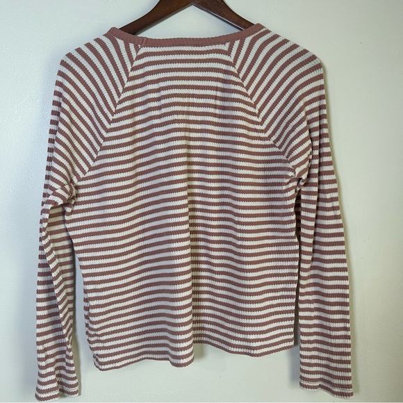 Madewell Striped Thermal Knit Button Front Cardigan Sweater Womens Size Small - Picture 2 of 3